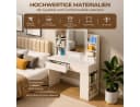 PFCTART Schminktisch mit LED-Spiegel, Steckdosen & USB, Weiß Bild 3