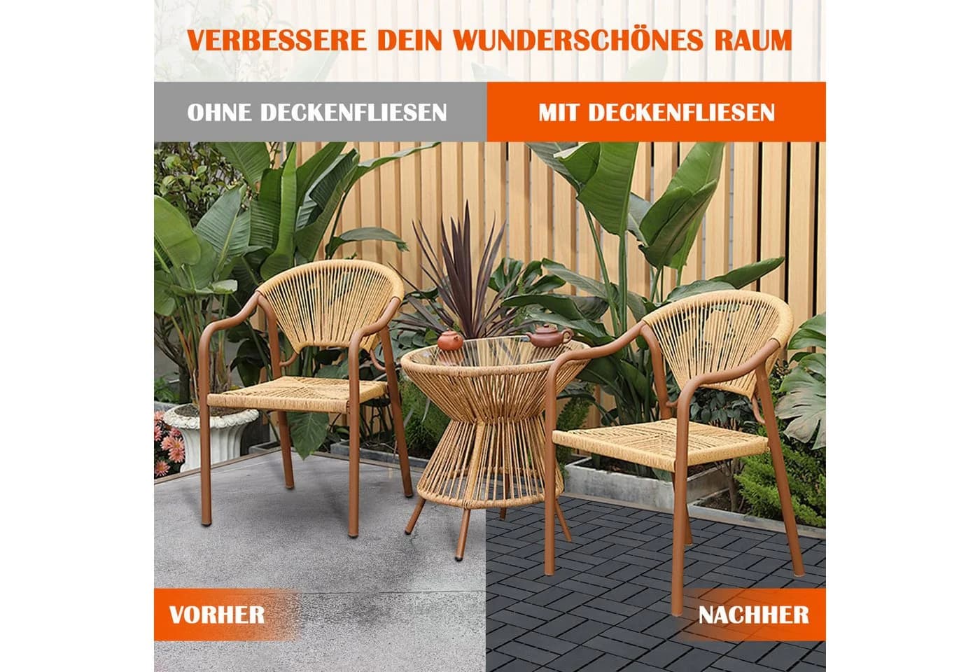 PFCTART Terrassenfliesen mit Klicksystem 44 Stück Grau/Braun - Bild 3