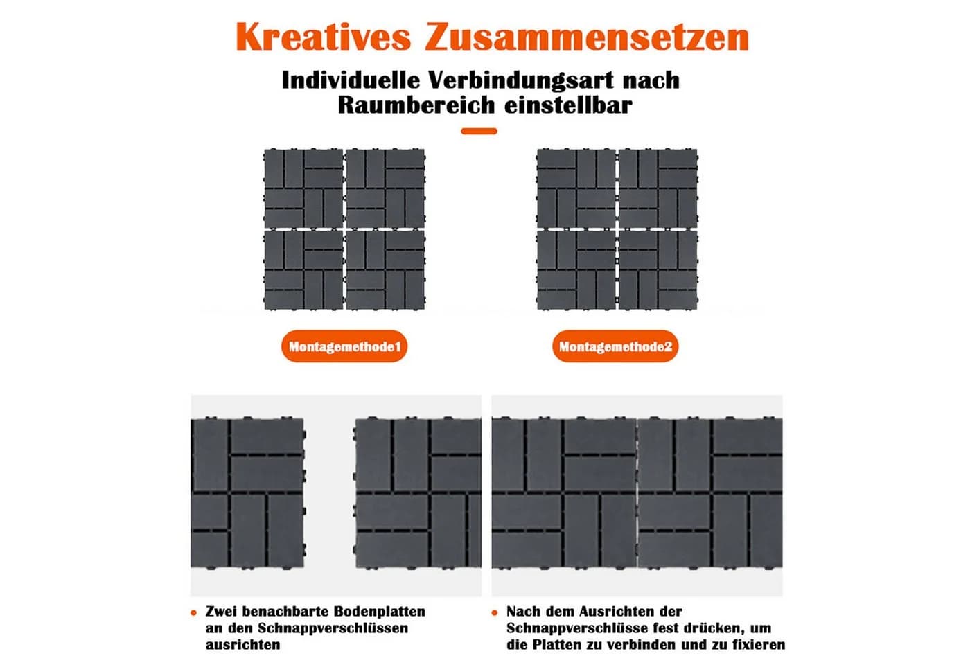 PFCTART Terrassenfliesen mit Klicksystem 44 Stück Grau/Braun - Bild 5