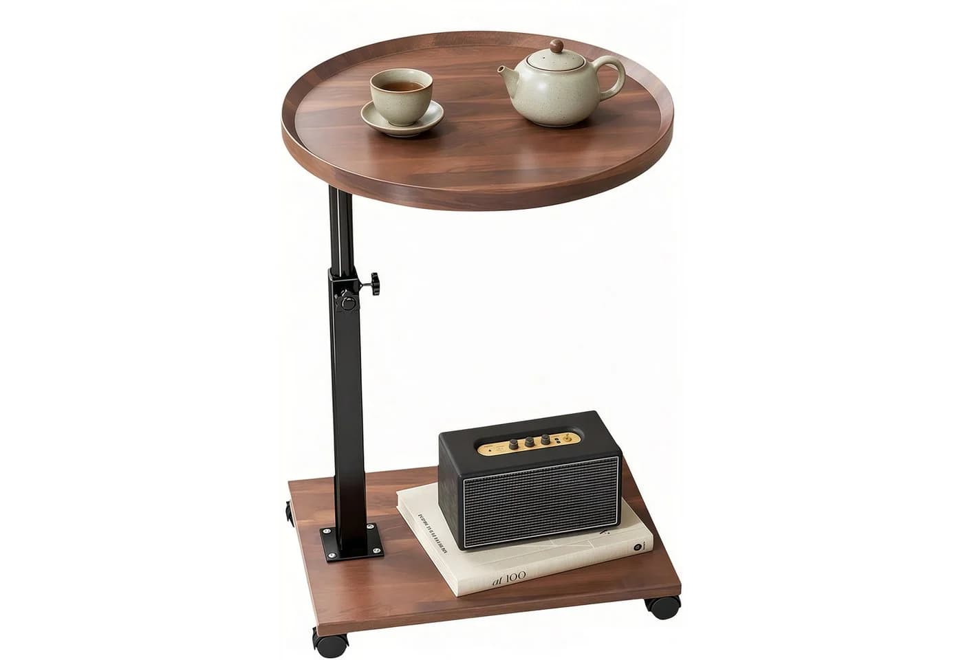 PFCTART Höhenverstellbarer Beistelltisch C-Design Braun - Bild 2
