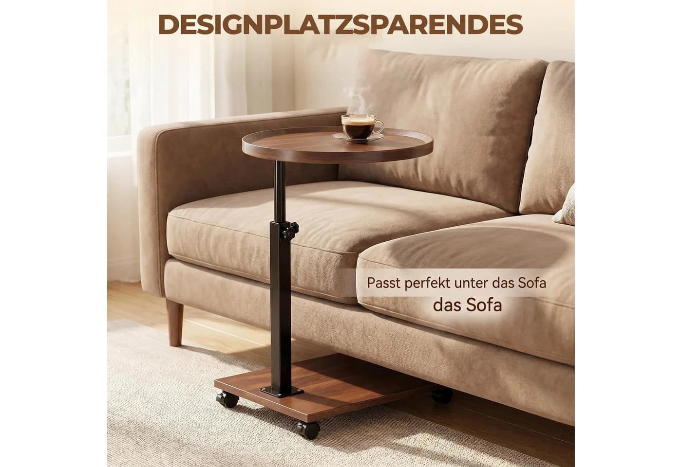 PFCTART Höhenverstellbarer Beistelltisch C-Design Braun - Bild 4