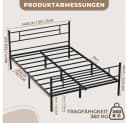 PFCTART Metallbett 140x200 Schwarz mit Matratze H4 Industrial Bild 1