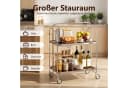 PFCTART Faltbarer Servierwagen mit Sicherheitsglas & Bremsen Silber Bild 3