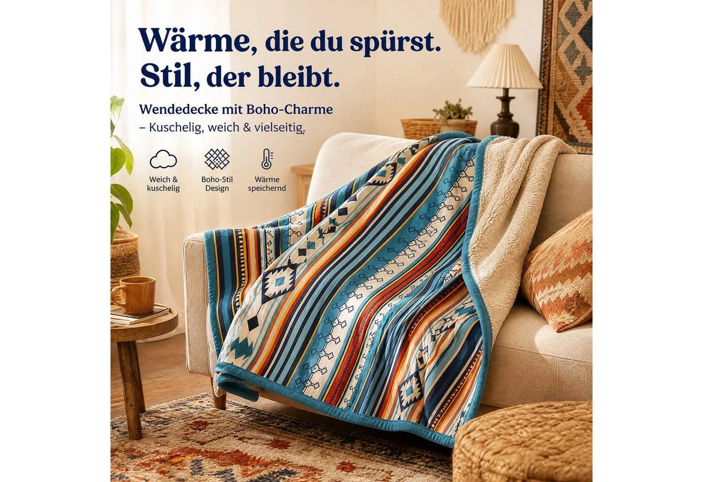 PFCTART Wohndecke Kuscheldecke Aztekenmuster Mikrofaser