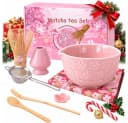 GLIESE Matcha-Set 8-teilig Keramik Bambus Besen Schale rosa Bild 2