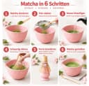 GLIESE Matcha-Set 8-teilig Keramik Bambus Besen Schale rosa Bild 3