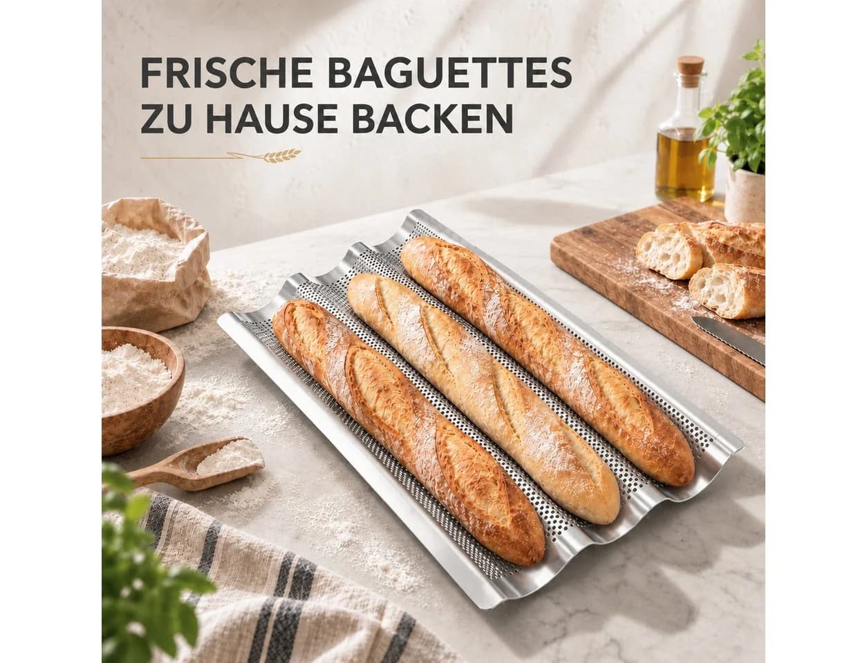 GLIESE POWER Baguetteblech Antihaft 3 Mulden Silber - Bild 5