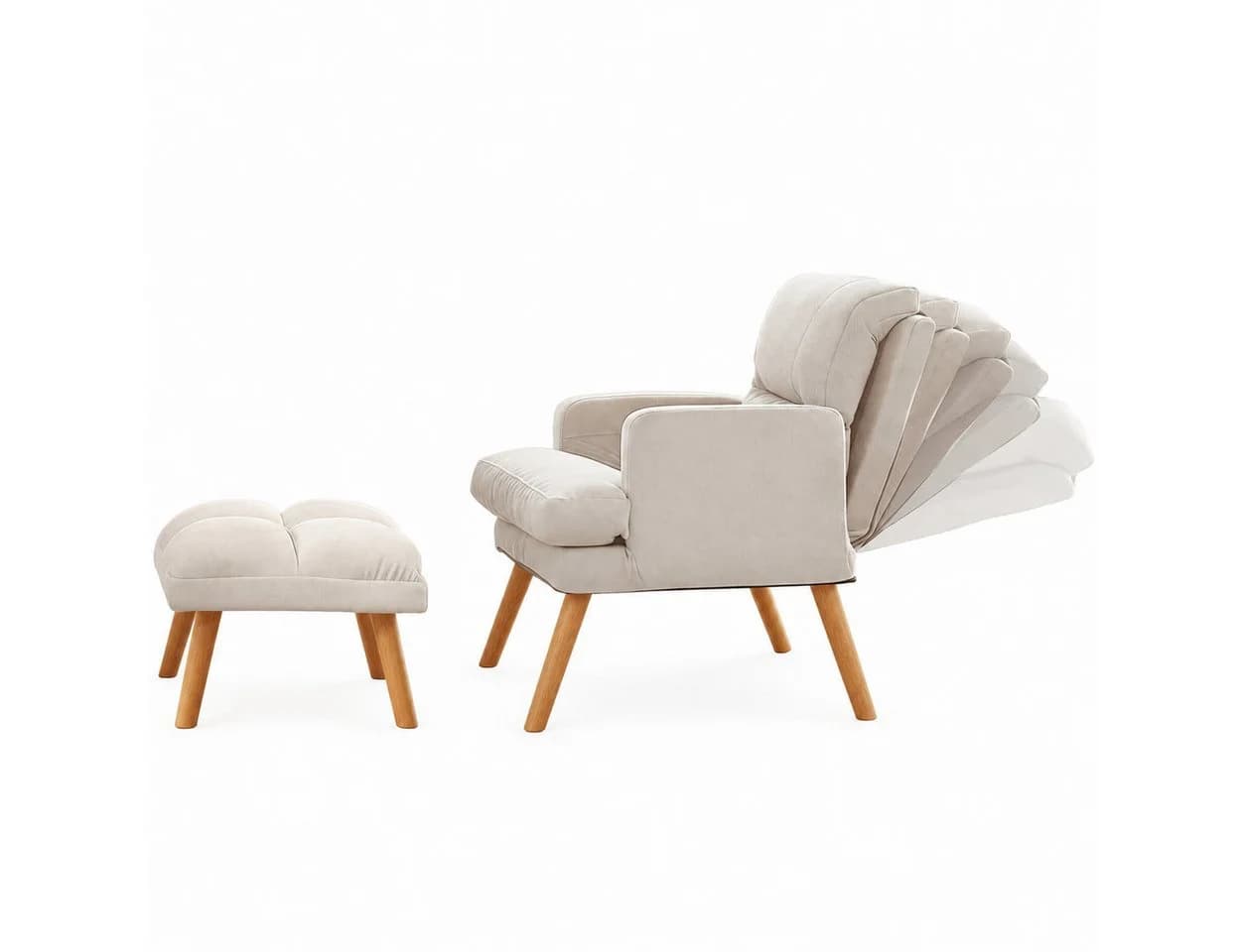 PFCTART Relaxsessel mit Hocker, verstellbar, waschbar, modern - Bild 2