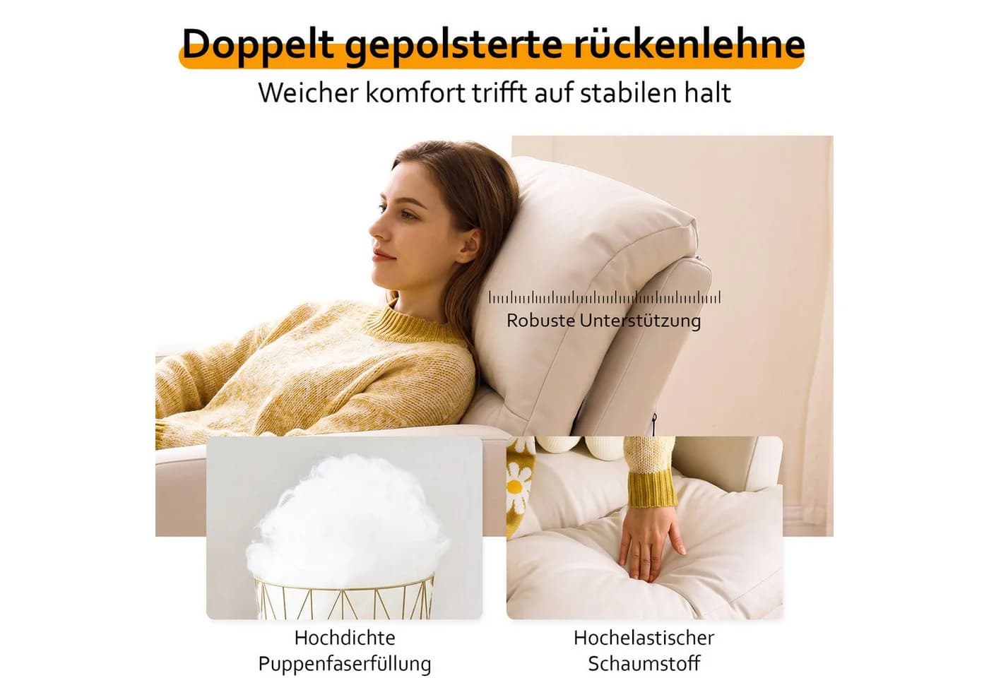 PFCTART Relaxsessel mit Hocker, verstellbar, waschbar, modern - Bild 4