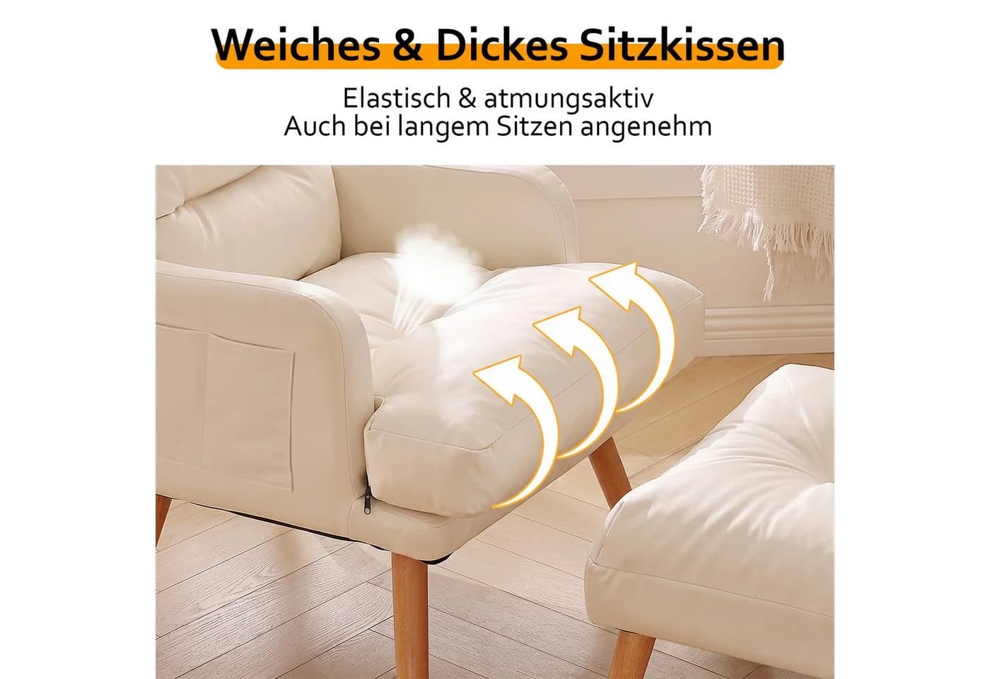 PFCTART Relaxsessel mit Hocker, verstellbar, waschbar, modern - Bild 5