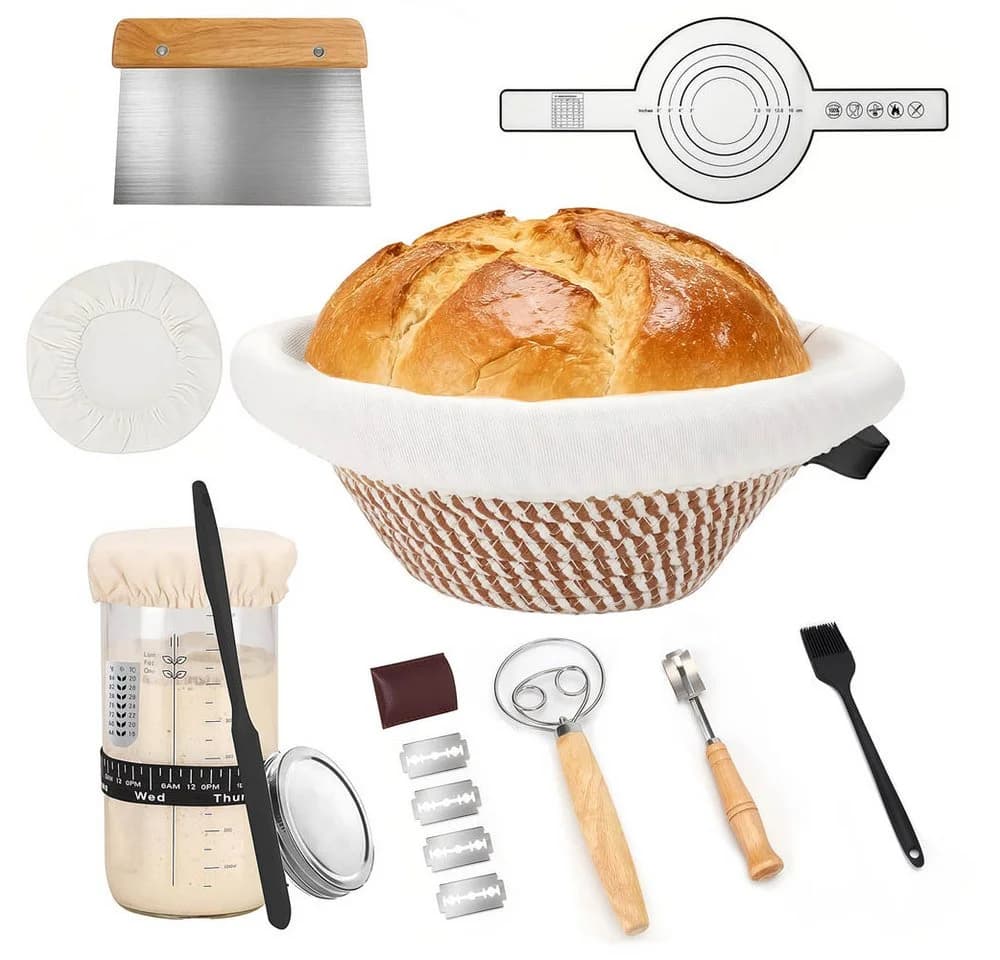 GLIESE POWER Gärkorb-Set 13-teilig Rattan oval mit Leinen-Einlage - Bild 2