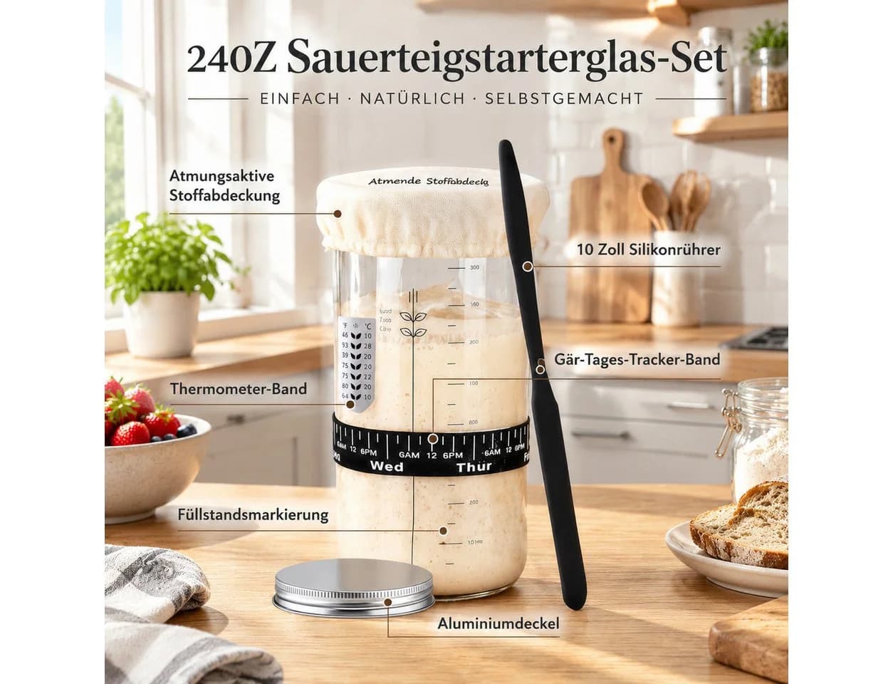 GLIESE POWER Gärkorb-Set 13-teilig Rattan oval mit Leinen-Einlage - Bild 3