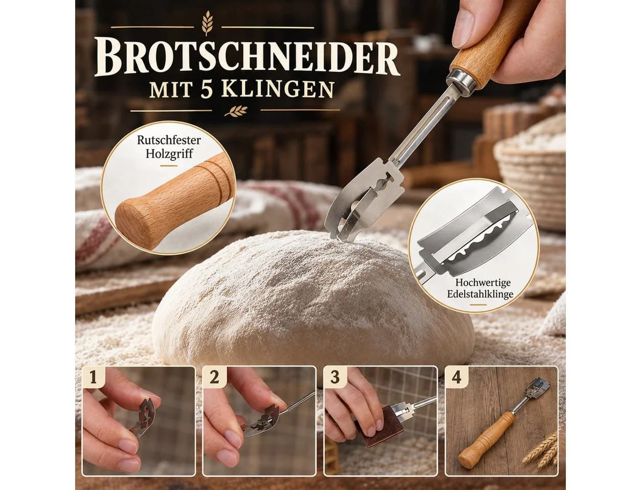 GLIESE POWER Gärkorb-Set 13-teilig Rattan oval mit Leinen-Einlage - Bild 5