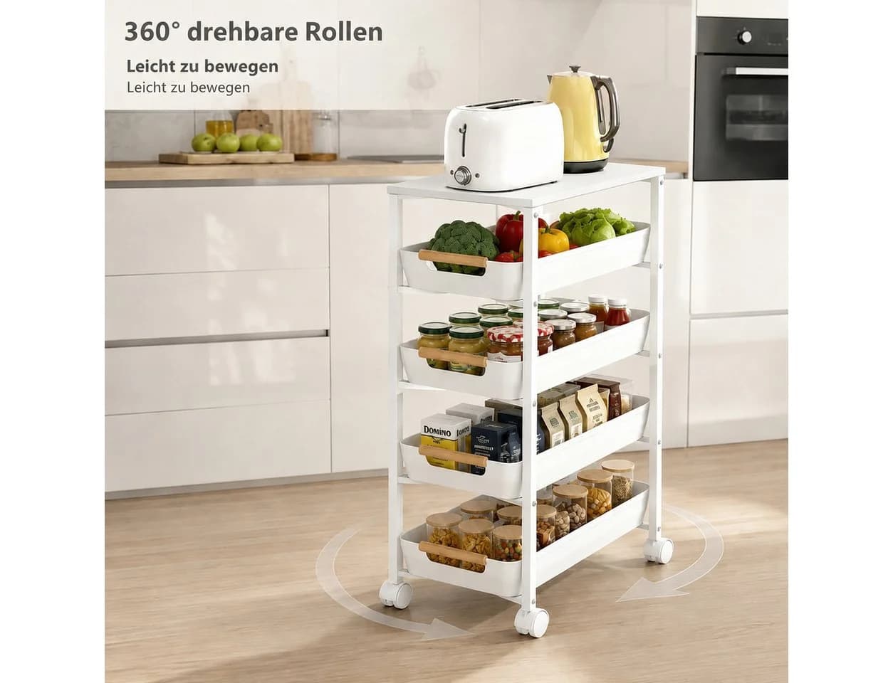 GLIESE POWER Beistellwagen Weiß 4 Körbe - Bild 5