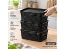 GLIESE POWER Aufbewahrungsbox 3er Set Schwarz mit Deckel Stapelbar Bild 3