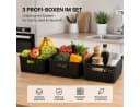 GLIESE POWER Aufbewahrungsbox 3er Set Schwarz mit Deckel Stapelbar Bild 4