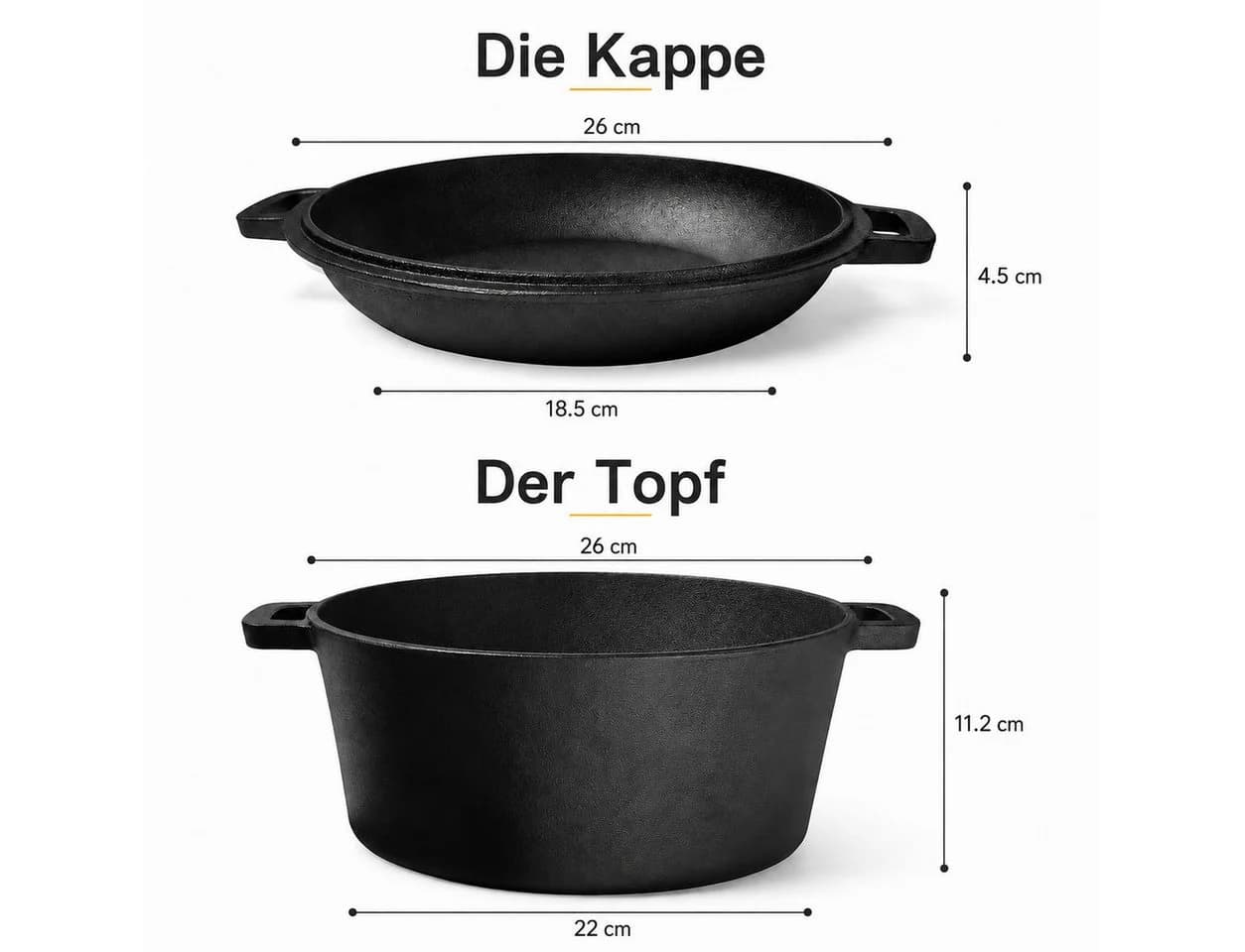 GLIESE POWER Brotbackform 26 cm Gusseisen 2-in-1 Topf & Deckel - Bild 3