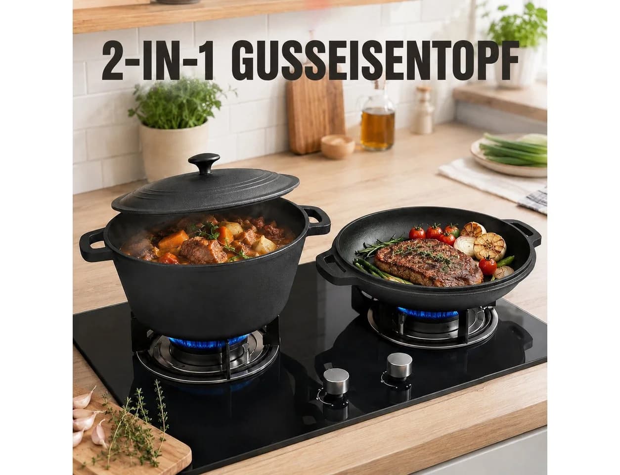 GLIESE POWER Brotbackform 26 cm Gusseisen 2-in-1 Topf & Deckel - Bild 4
