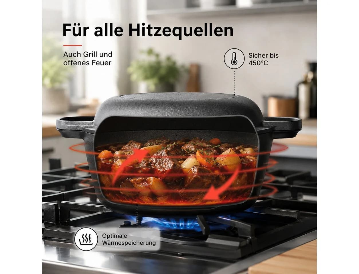 GLIESE POWER Brotbackform 26 cm Gusseisen 2-in-1 Topf & Deckel - Bild 5