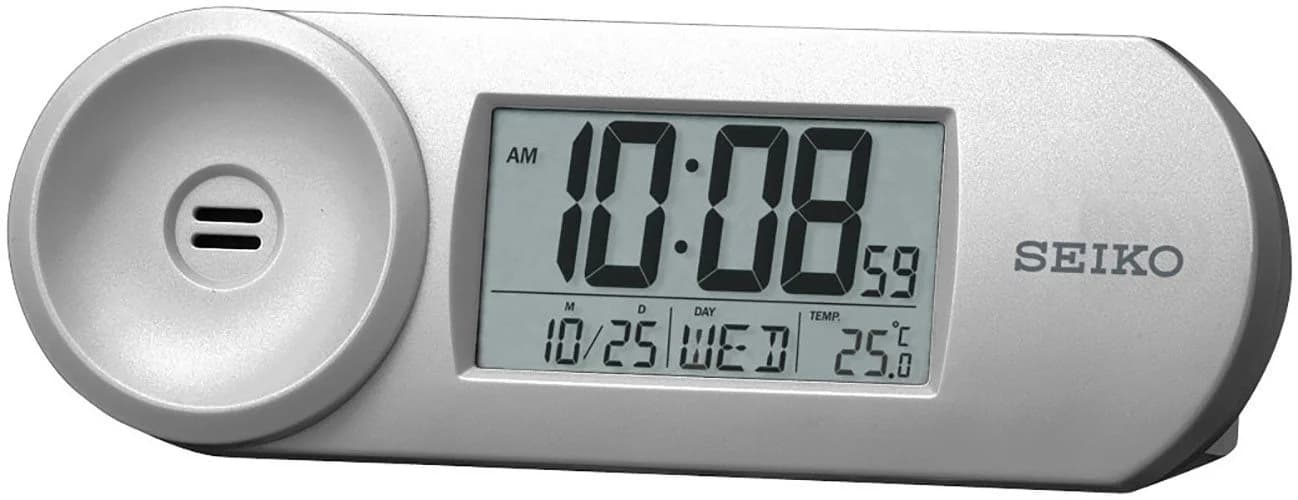 Seiko Quarzwecker Digital silber mit Beleuchtung