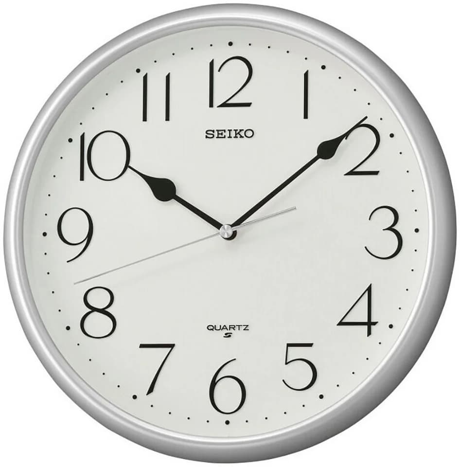 Seiko Wanduhr Silber Weiß Quarzuhr Ø 28cm