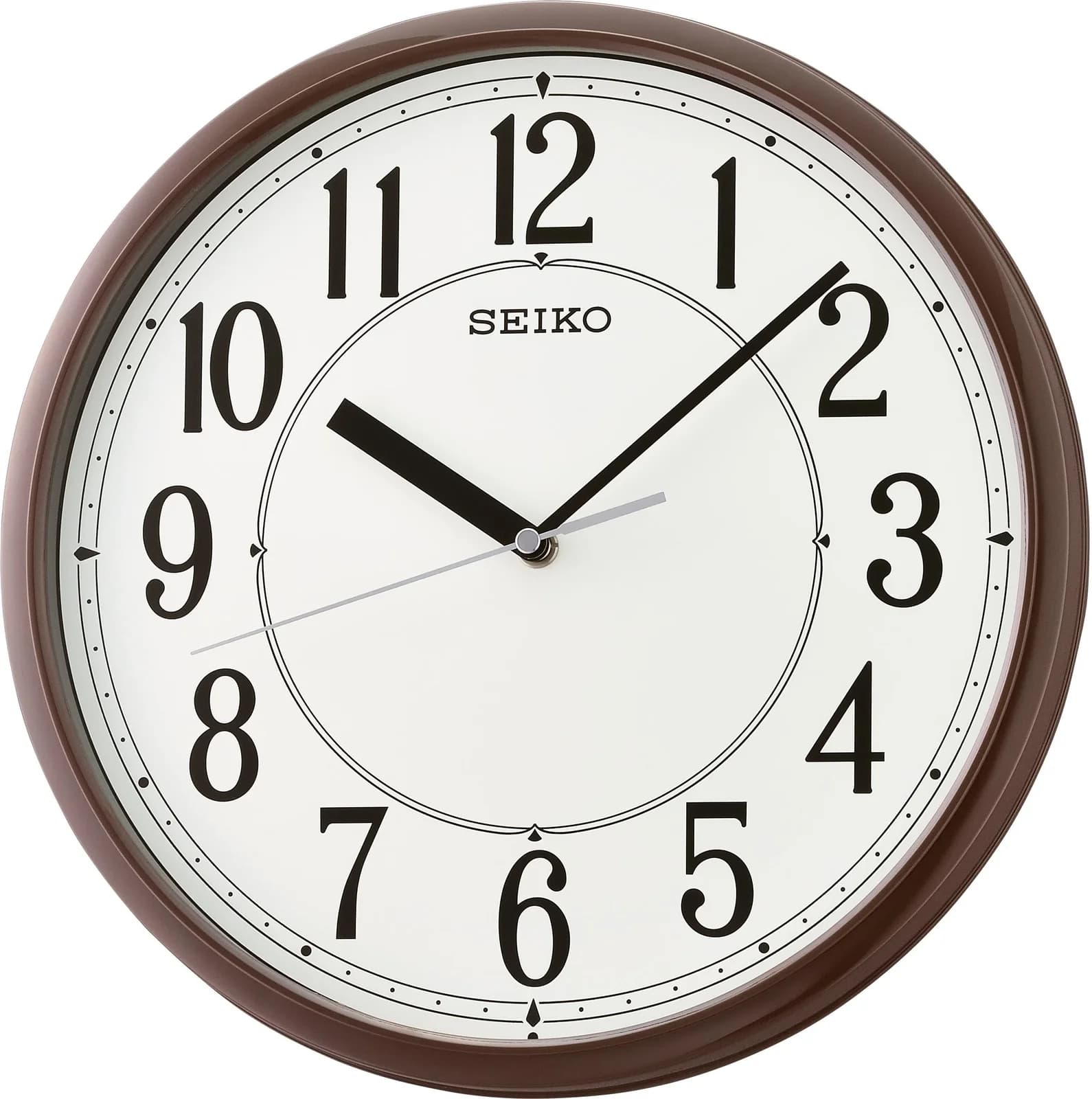 Moderne Wanduhr aus Kunststoff in Braun und Weiß - Bild 2