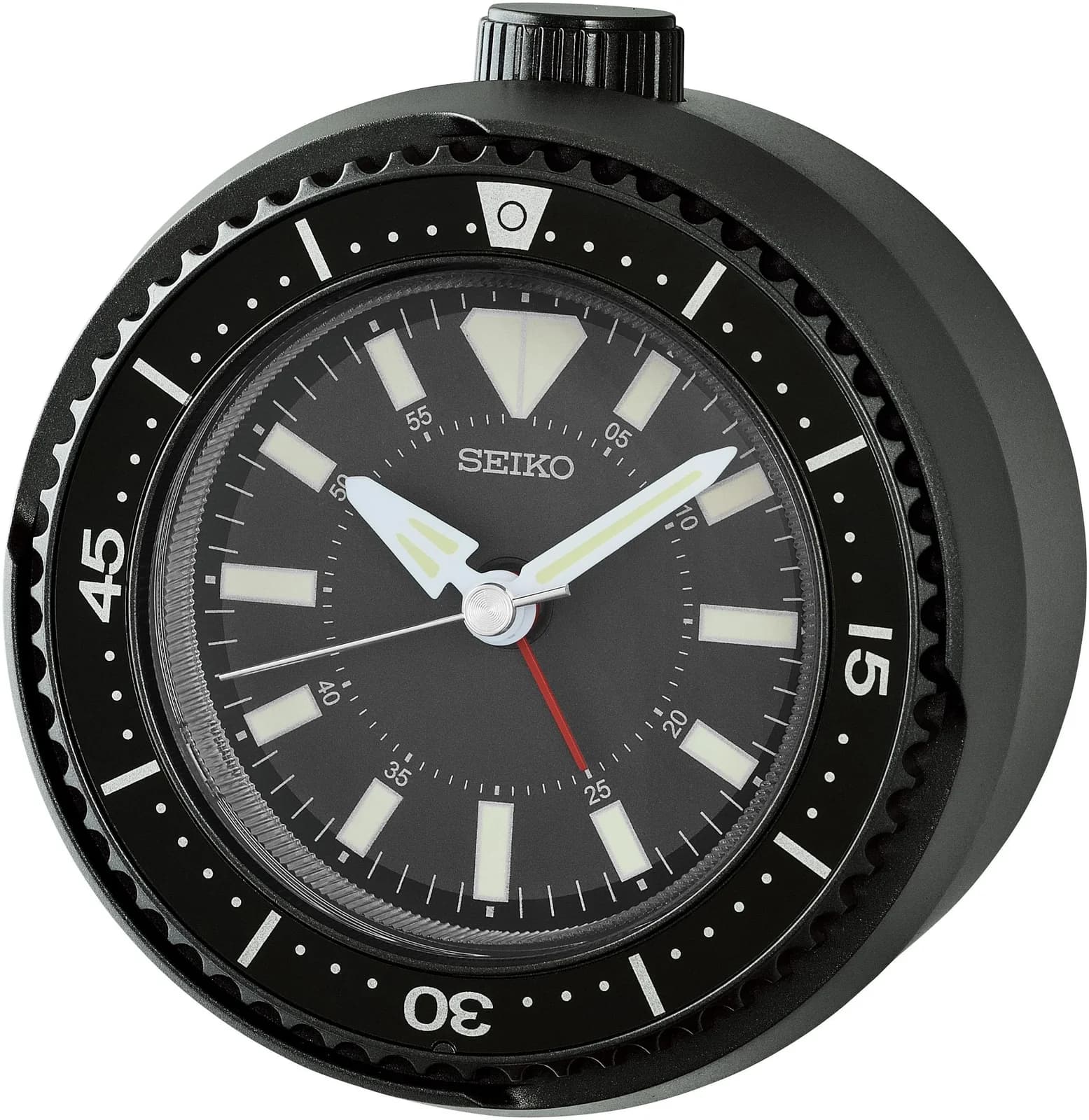 SEIKO Quarzwecker Schwarz Analog Leuchtzeiger Schlummerfunktion