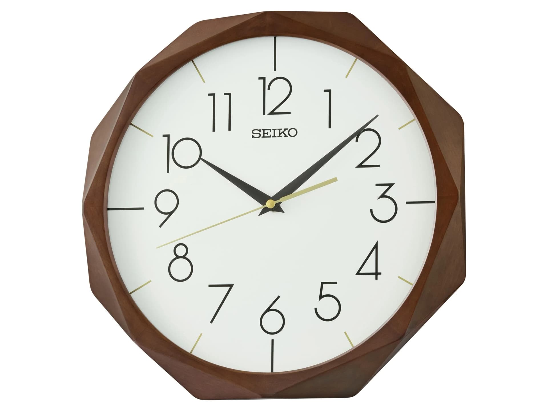 SEIKO Wanduhr braun, Quarz, Ø 33,5cm, durchlaufende Sekunde