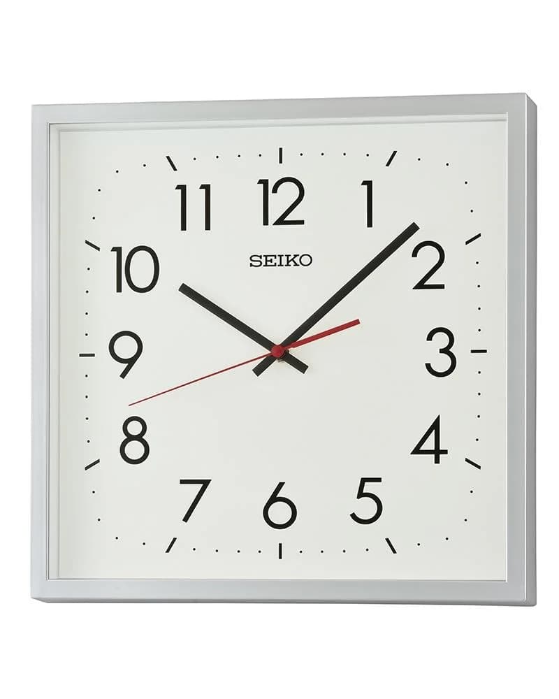 SEIKO Wanduhr Weiß Silber Analog Quarz