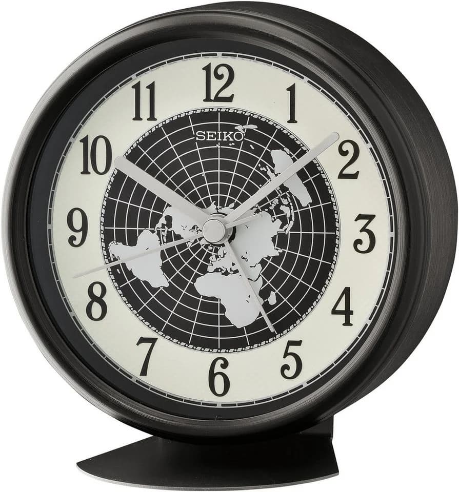 SEIKO Tischuhr Quarzuhr Schwarz Glas Acrylglas