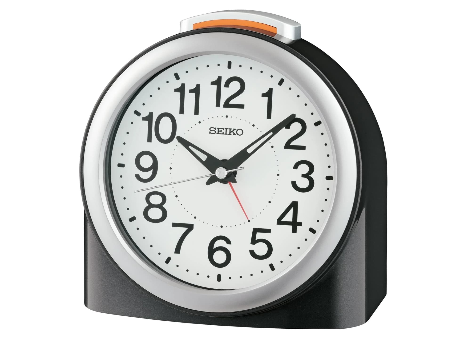 SEIKO Quarzwecker Schwarz Analog mit Beleuchtung und Piepalarm