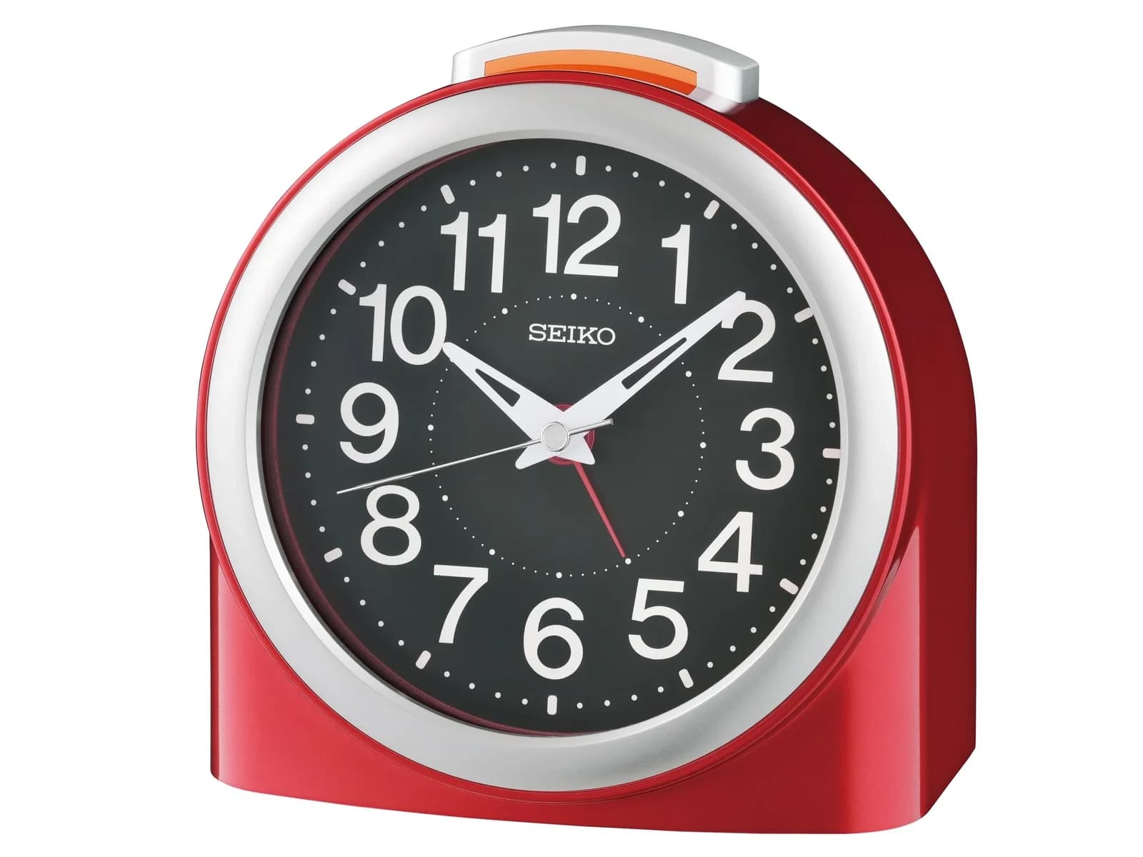 SEIKO Quarzwecker Analog Rot mit Beleuchtung und Piepalarm