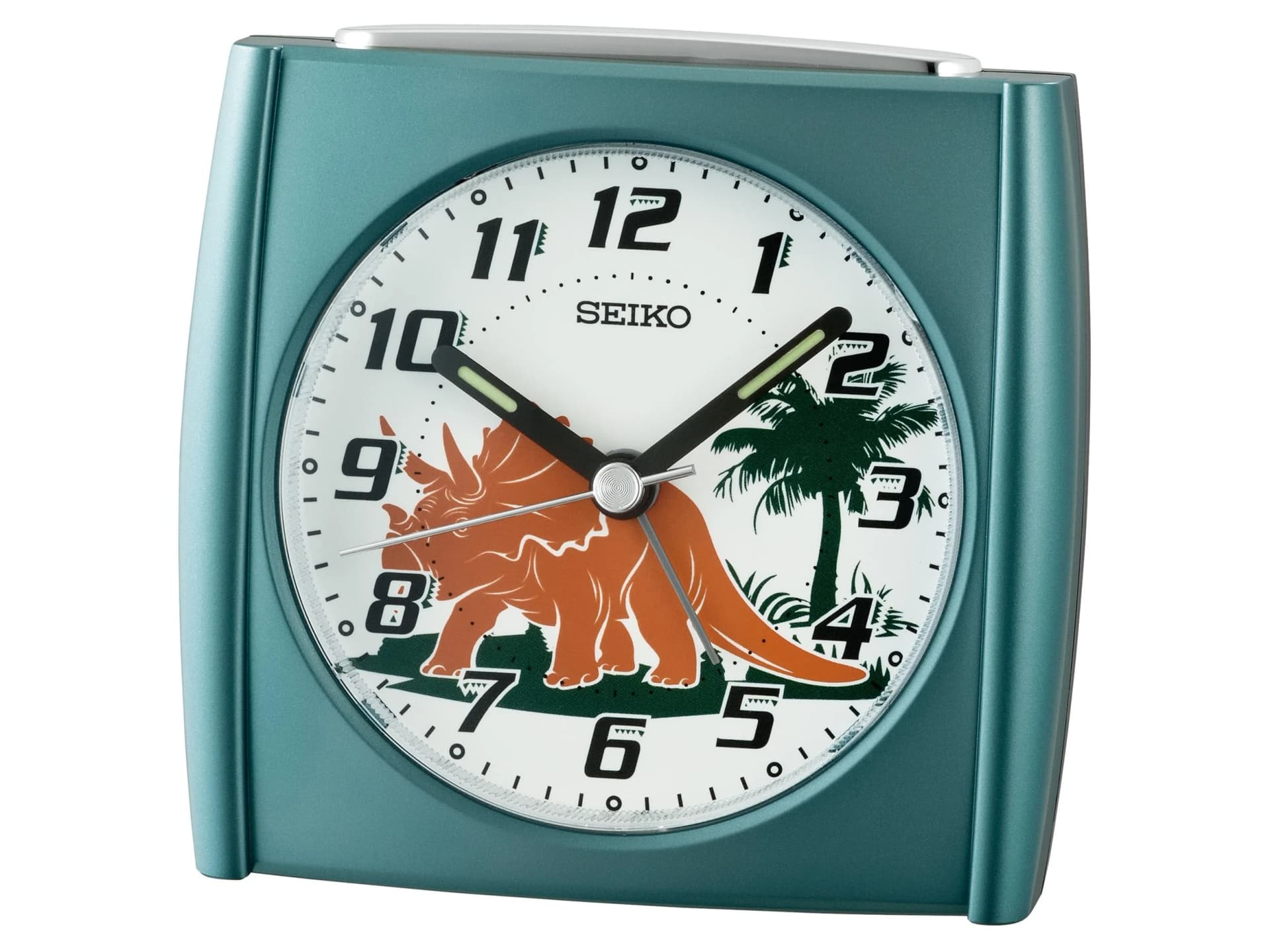 SEIKO Quarzwecker Analog Grün mit Beleuchtung und durchlaufender Sekunde