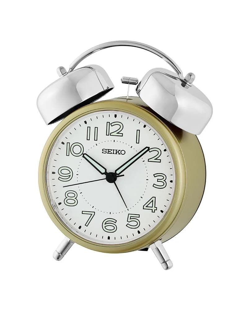 SEIKO Quarzwecker Analog Gold Leuchtzeiger