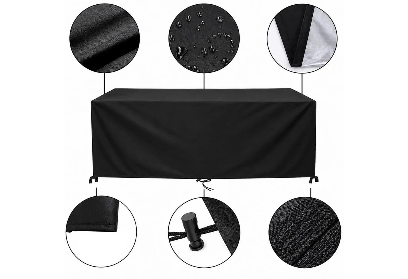 Realb2b Gartenmöbel-Abdeckung Oxford Schwarz mit PU-Beschichtung - Bild 5