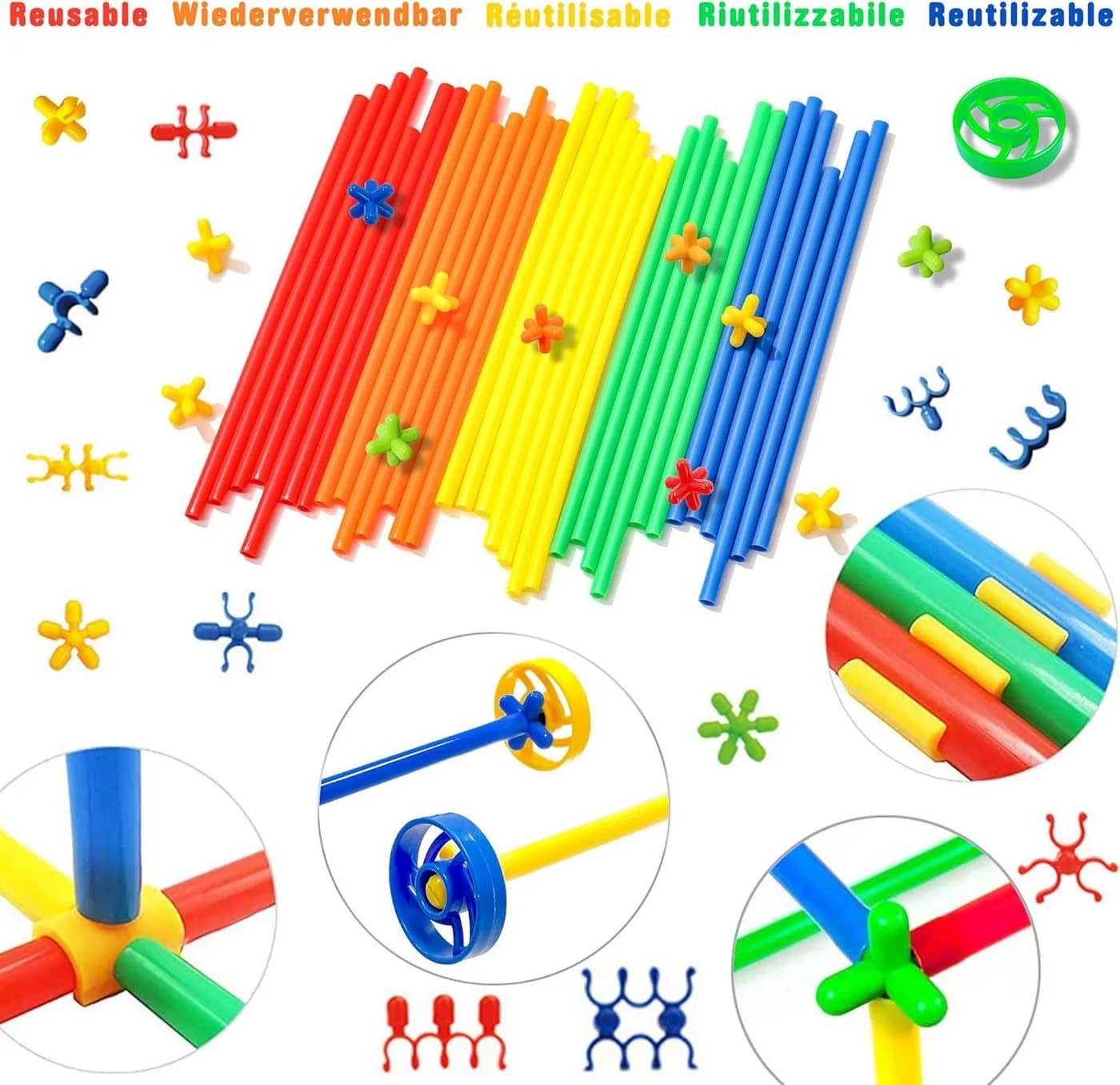LA CUTE Konstruktionsspielzeug Stecksystem – 480 Steckbausteine für Kinder Spielbausteine
