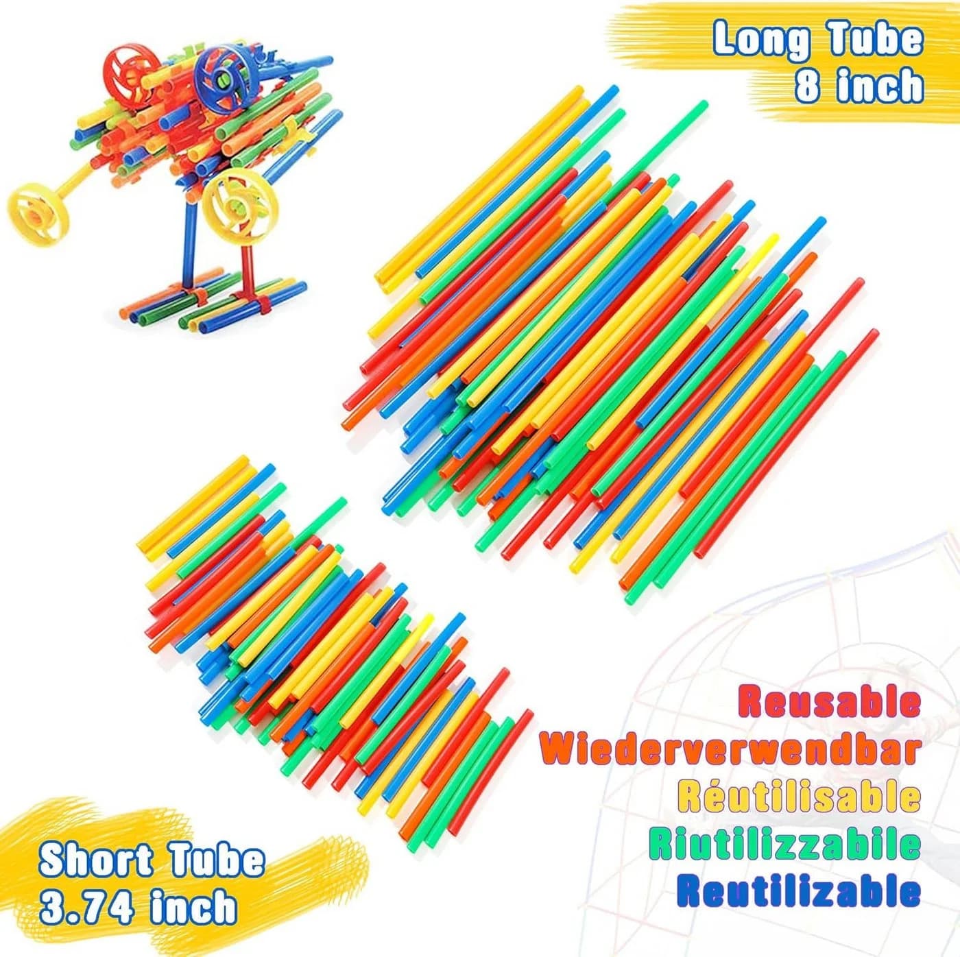 LA CUTE Konstruktionsspielzeug Stecksystem – 480 Steckbausteine für Kinder Spielbausteine - Bild 3
