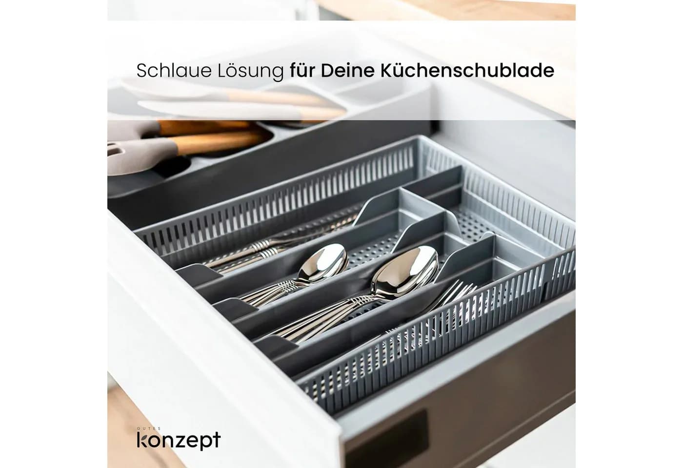 KONZEPT Schubladeneinsatz Besteckkasten Grau - Bild 3
