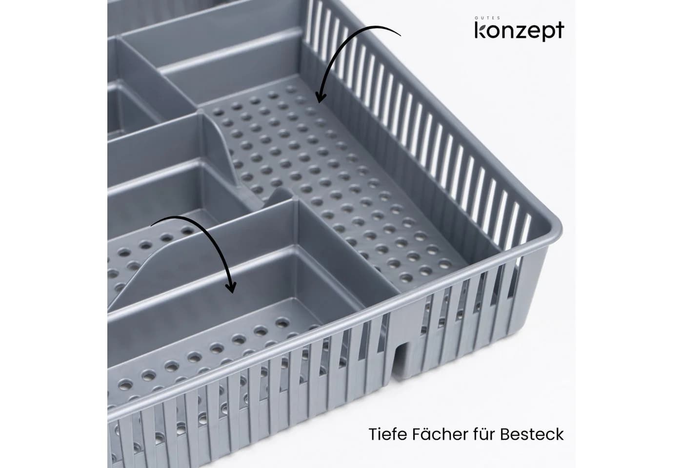 KONZEPT Schubladeneinsatz Besteckkasten Grau - Bild 4