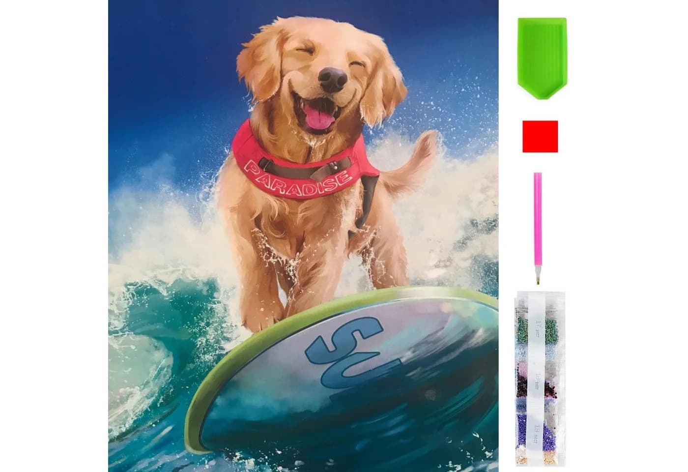 LA CUTE 5D Diamond Painting Surfing Dog 15x20cm - Bild 2