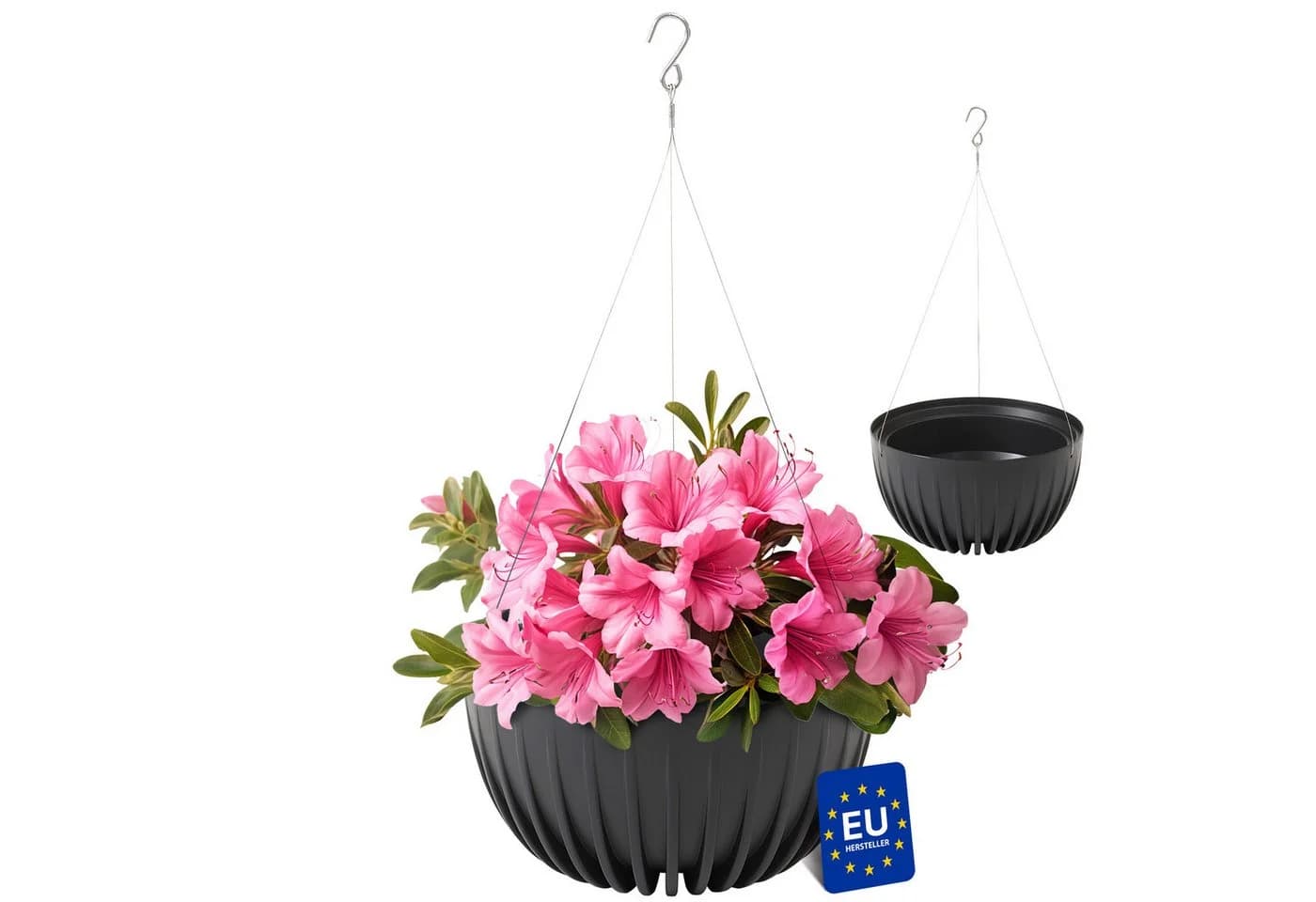 KONZEPT Blumenampel hängend Blumentopf 30cm Schwarz Kunststoff - Bild 2