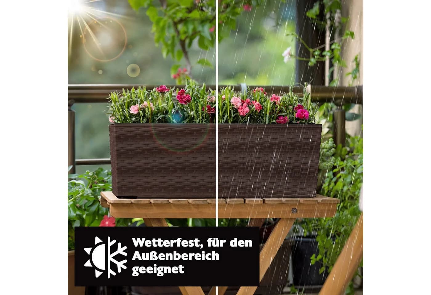 KONZEPT Balkonkasten Rattan-Optik Braun mit Bewässerungssystem - Bild 5