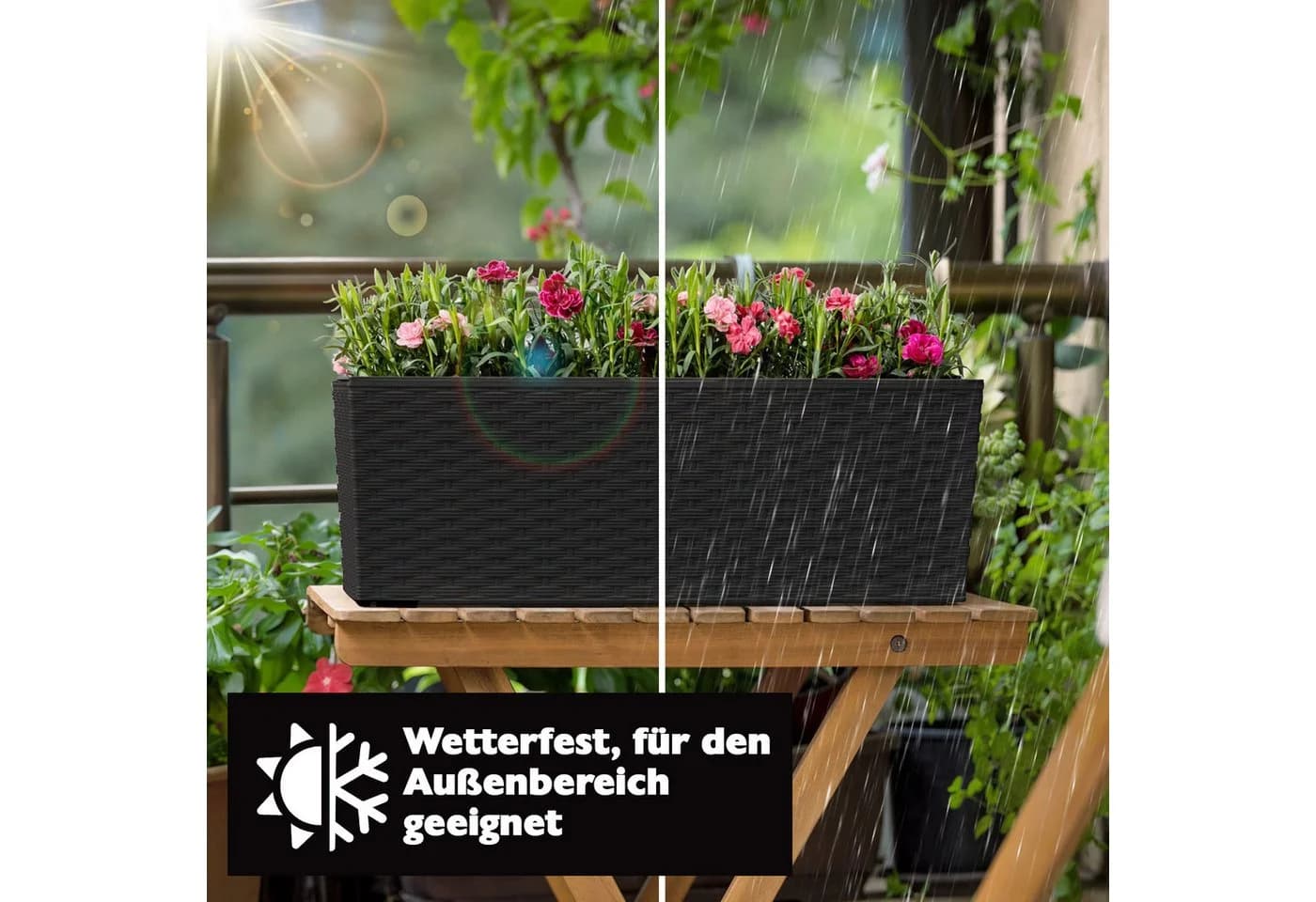 KONZEPT Balkonkasten Rattan-Optik Schwarz Kunststoff - Bild 5