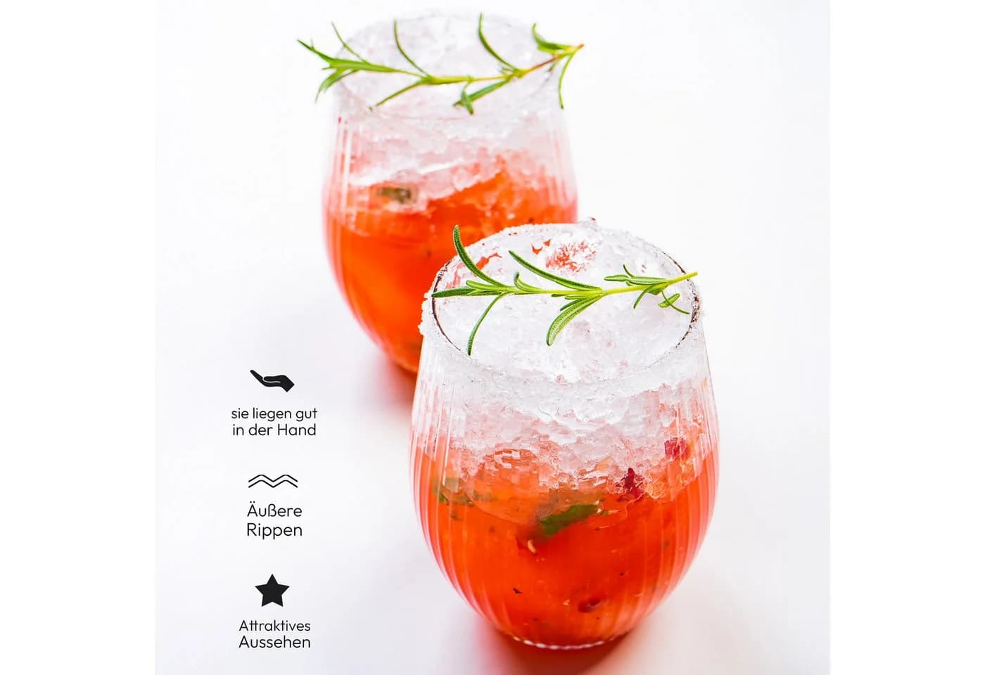 KONZEPT Gläser-Set 4-tlg. Geriffelte Trinkgläser 500 ml Transparent - Bild 5