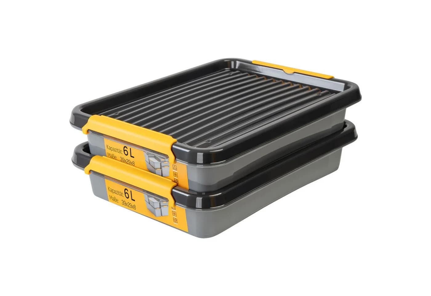 KONZEPT Aufbewahrungsbox Set 2 Stk. Grau Stapelbar mit Deckel - Bild 2