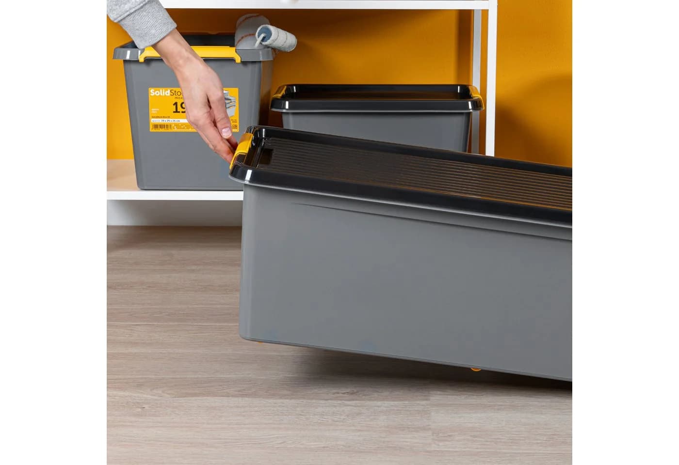 KONZEPT Aufbewahrungsbox Set 2 Stk. Grau Stapelbar mit Deckel - Bild 3