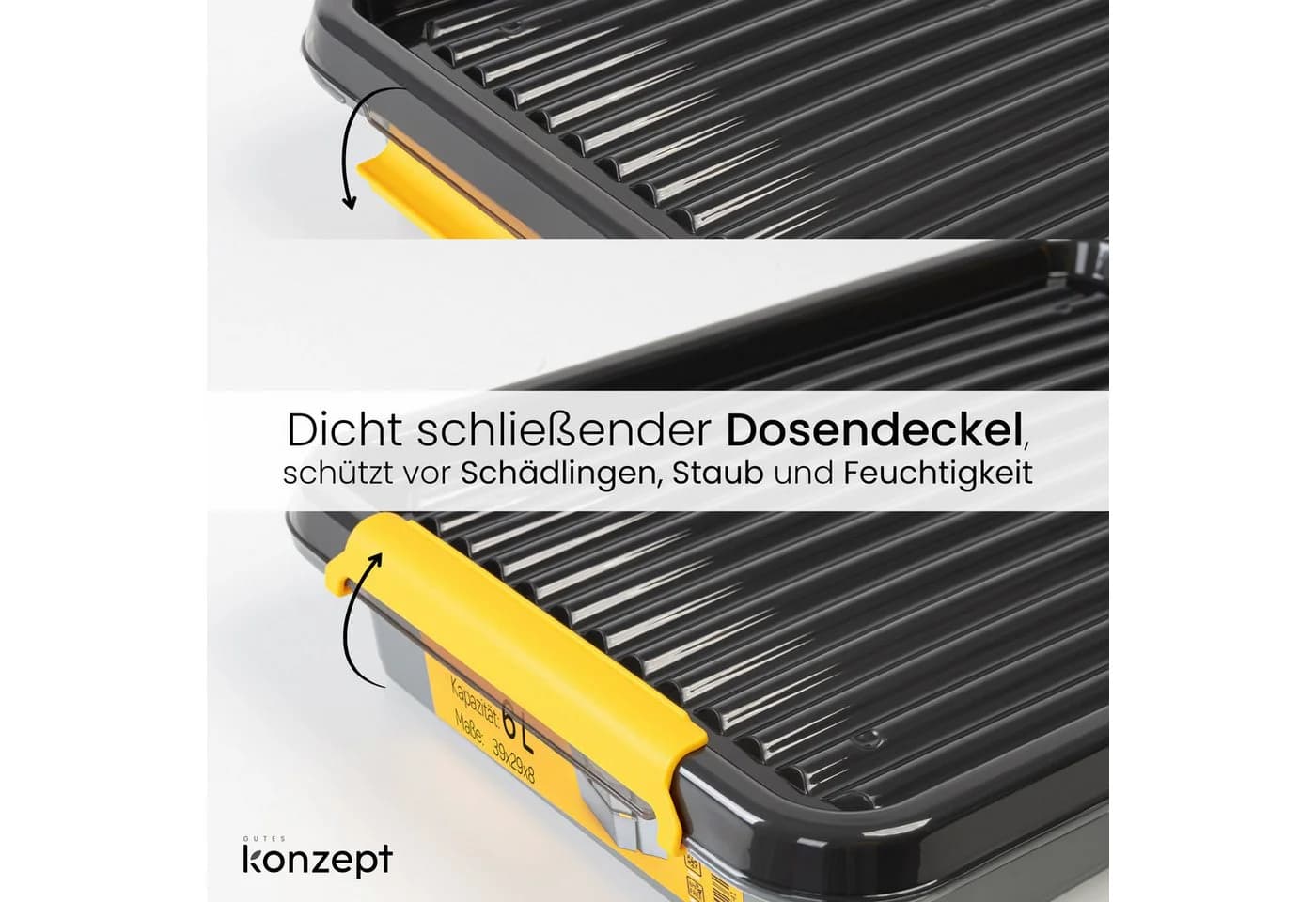 KONZEPT Aufbewahrungsbox Set 2 Stk. Grau Stapelbar mit Deckel - Bild 5