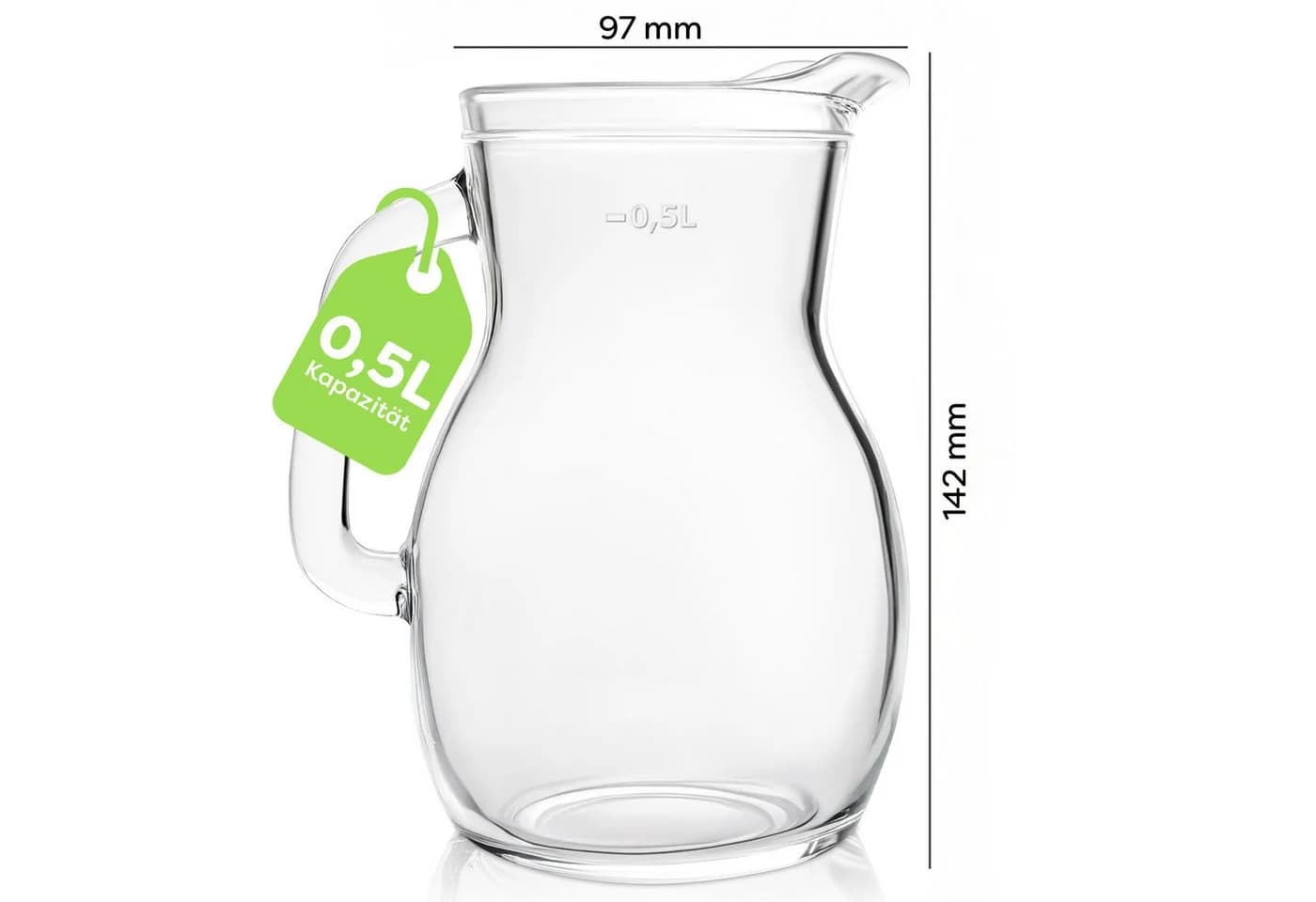 KONZEPT Glaskrug Transparent Ergonomischer Griff Wasserkaraffe