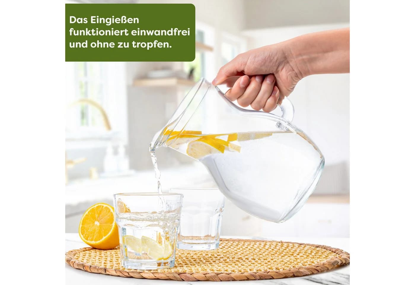 KONZEPT Glaskrug Transparent Ergonomischer Griff Wasserkaraffe - Bild 4