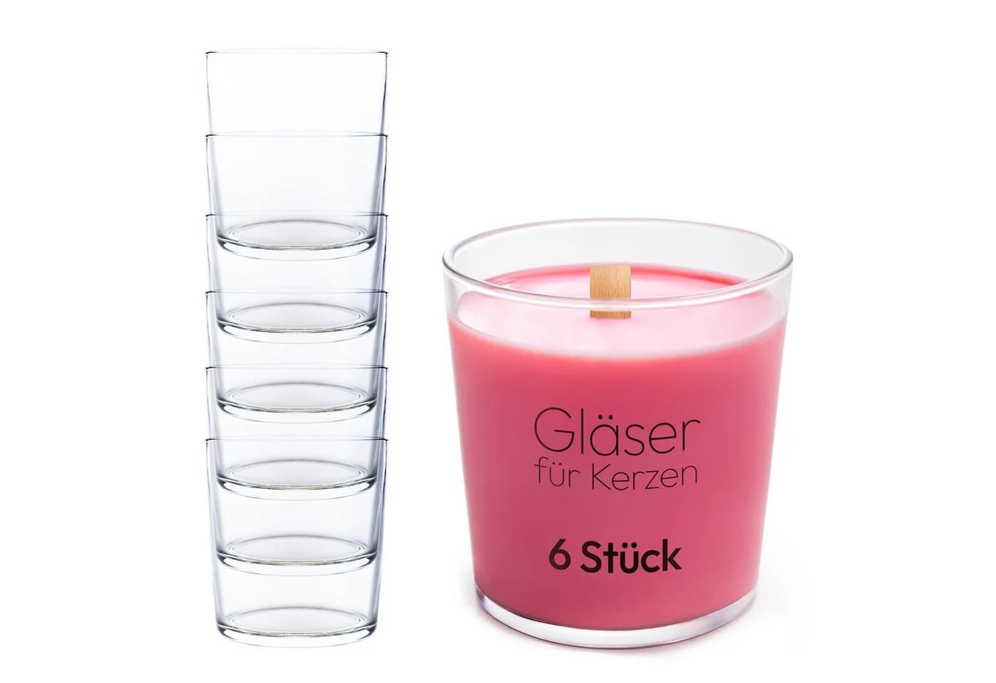 KONZEPT Kerzenhalter Kerzengläser 300 ml, 6 St. Glasteelichthalter - Bild 2
